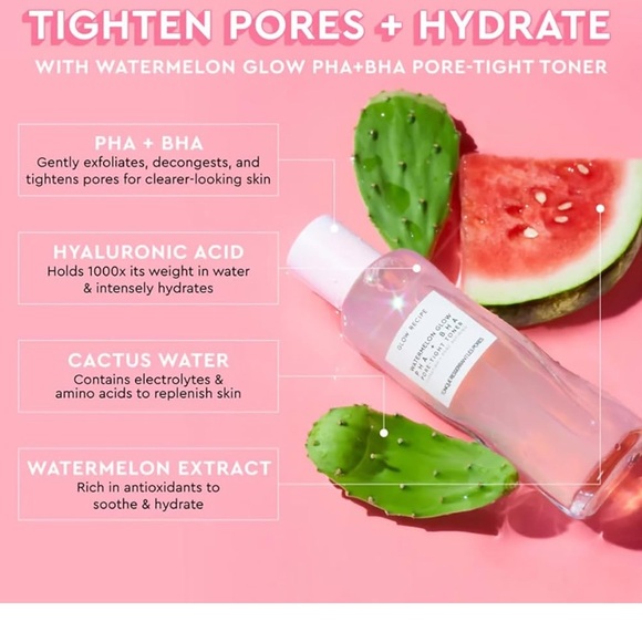 GLOW RECIPE Body Cream, Niacinamide Dew Drops, PHA + BHA Toner & Pink Bag - Picture 6 of 8